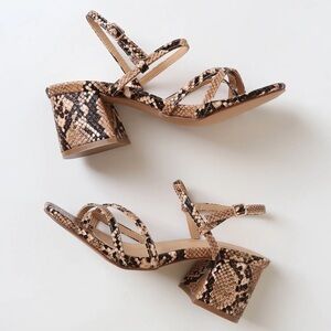 Fanny Tan Snake-Embossed Strappy High Heel Sandals